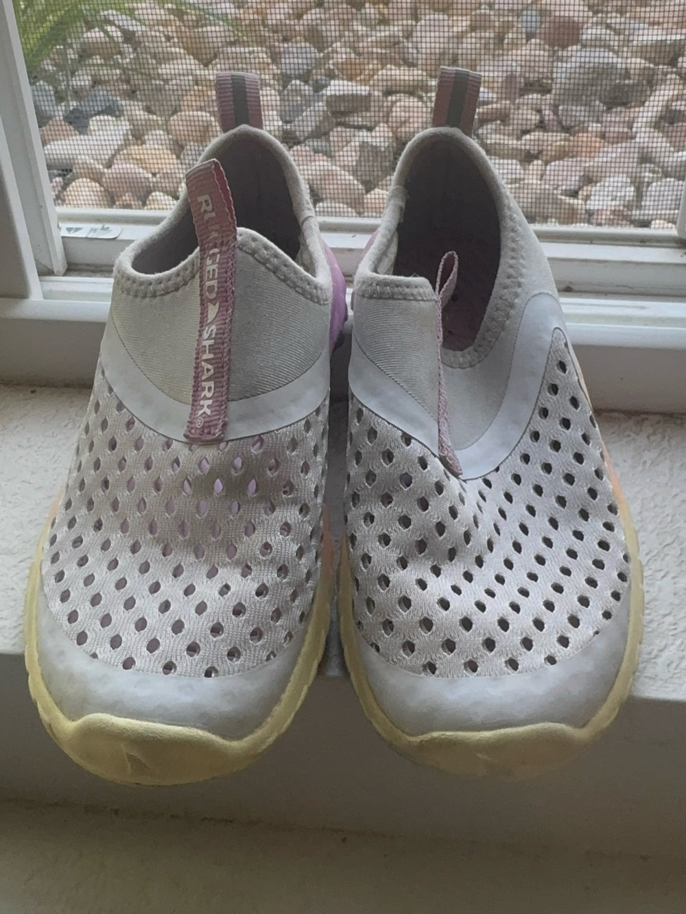 Rugged Shark Kids Slip-On Mesh Shoed in Light Gray and Pink